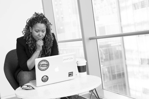 Lady analyzing data